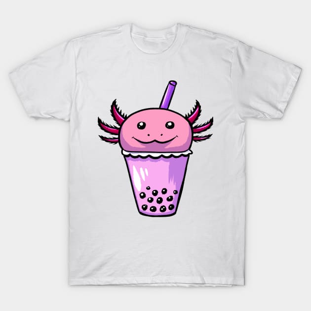 Cute Axolotl Bubble Tea T-Shirt by MNJaRtz